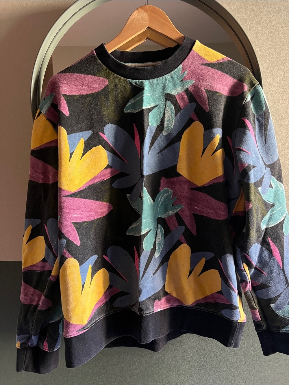 Scotch & Soda Floral Crewneck Sweatshirt in Black, Yellow, Pink, Teal, Blue